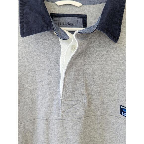 L.L.Bean Lakewashed Rugby Polo Shirt XXL Tall Gray Long Sleeve Traditional Fit - Picture 3 of 9